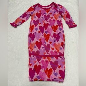 Little Sleepies Pink Hearts & Crafts Newborn Gown Bamboo EUC
